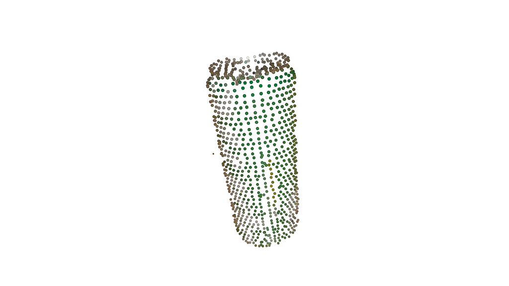 Voxel Downsampled 3D point cloud with uniform point density and reduced data volume for real-time Python perception.