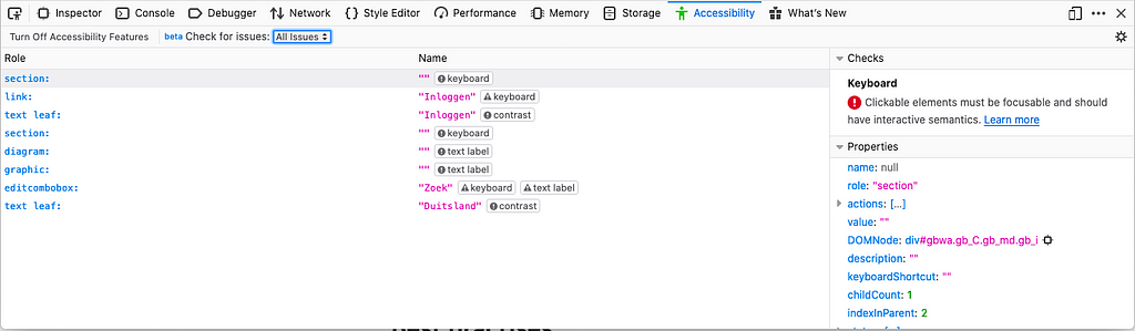 Firefox’s Accessibility tab