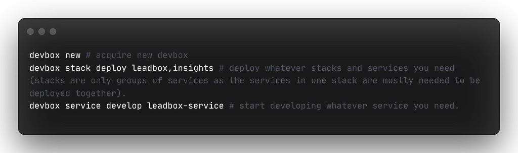 Devbox commands