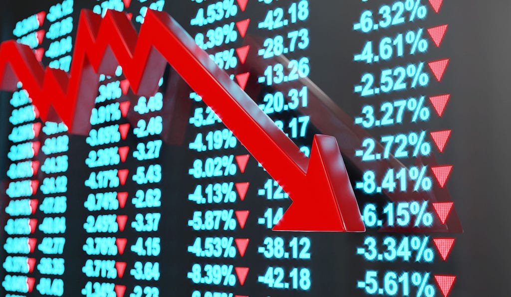 Graphs representing the stock market crash. 3d illustration