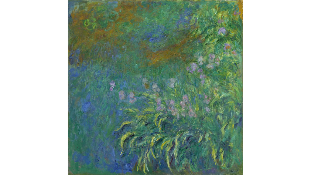 The painting ‘Irises’ by Claude Monet.