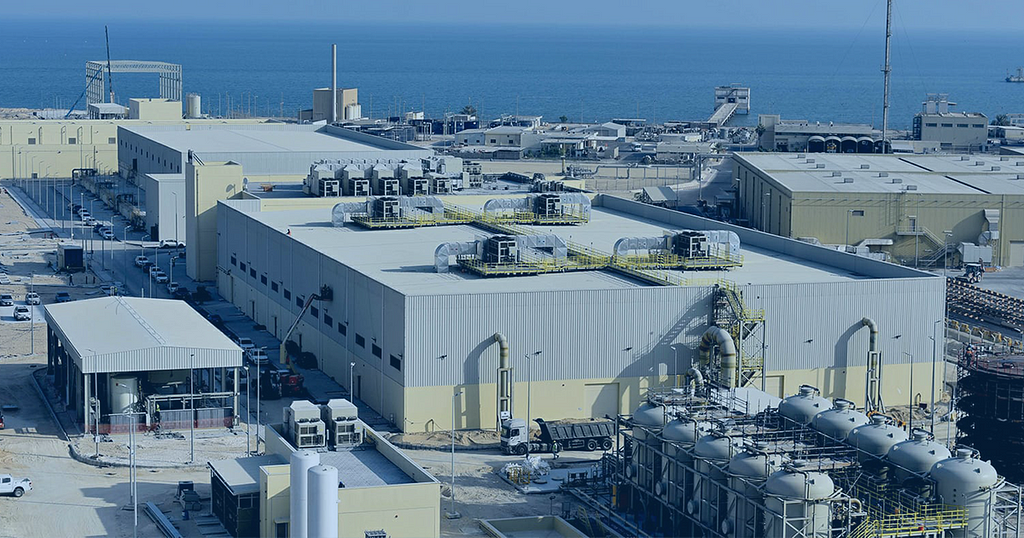 A picture showing Khobar, a desalination plant in Saudi Arabia