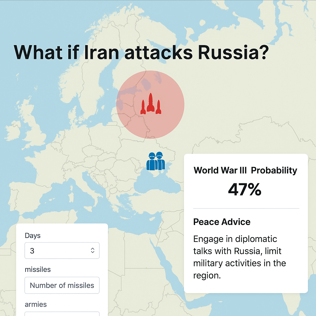 An interactive map where users test war scenarios and get peace strategies