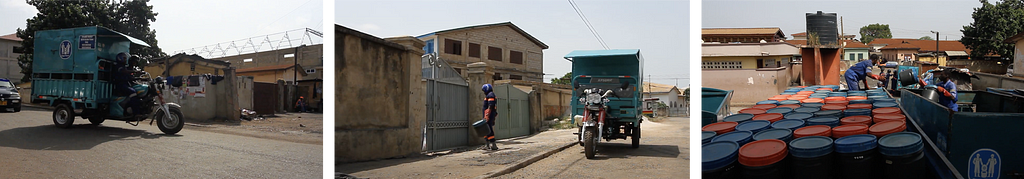 A motor-powered cart carries Clean Team sanitation supplies door-to-door.