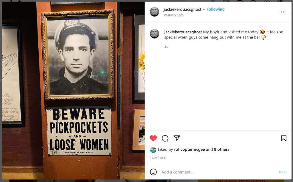 Instagram post from Jack Kerouac’s ghost