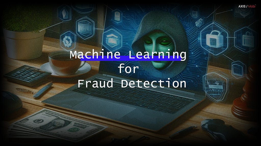 Illustration depicting a network of interconnected nodes representing machine learning algorithms detecting fraud.