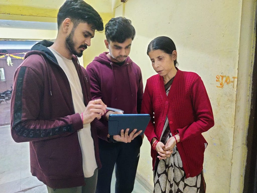 A photograph showing us interacting with some local househelp workers