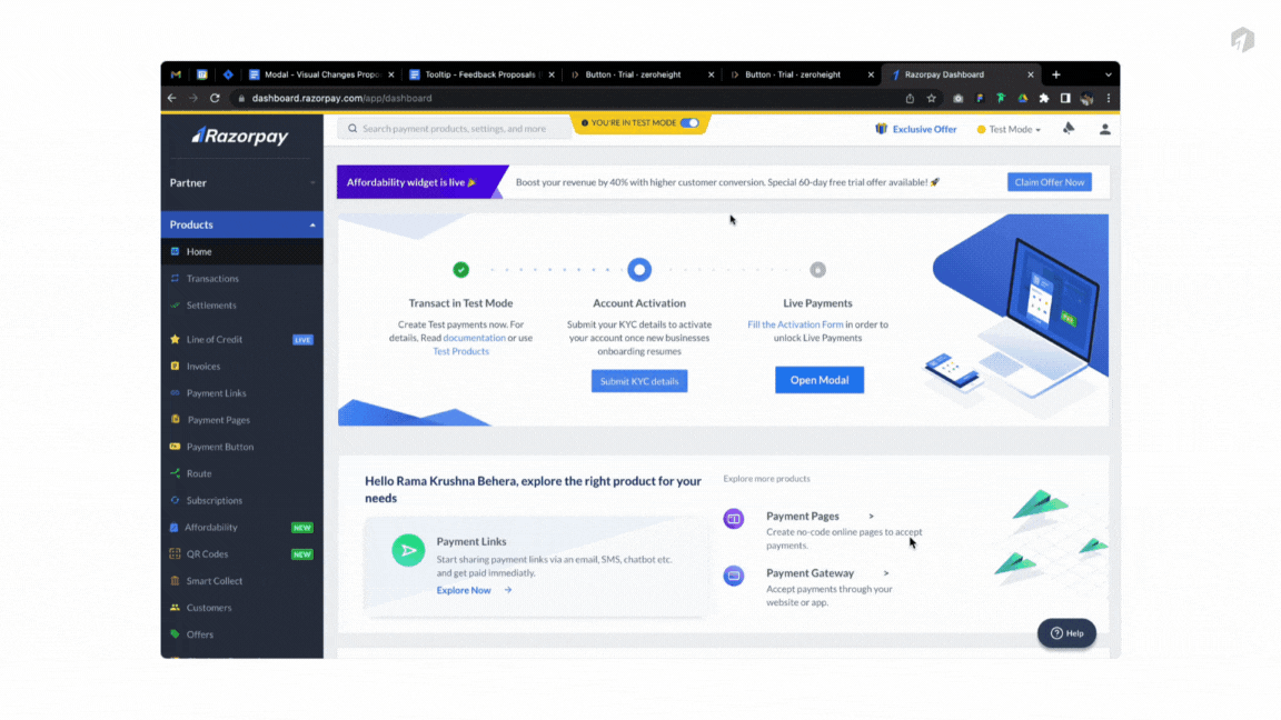 Testing out Modal animation in real UI