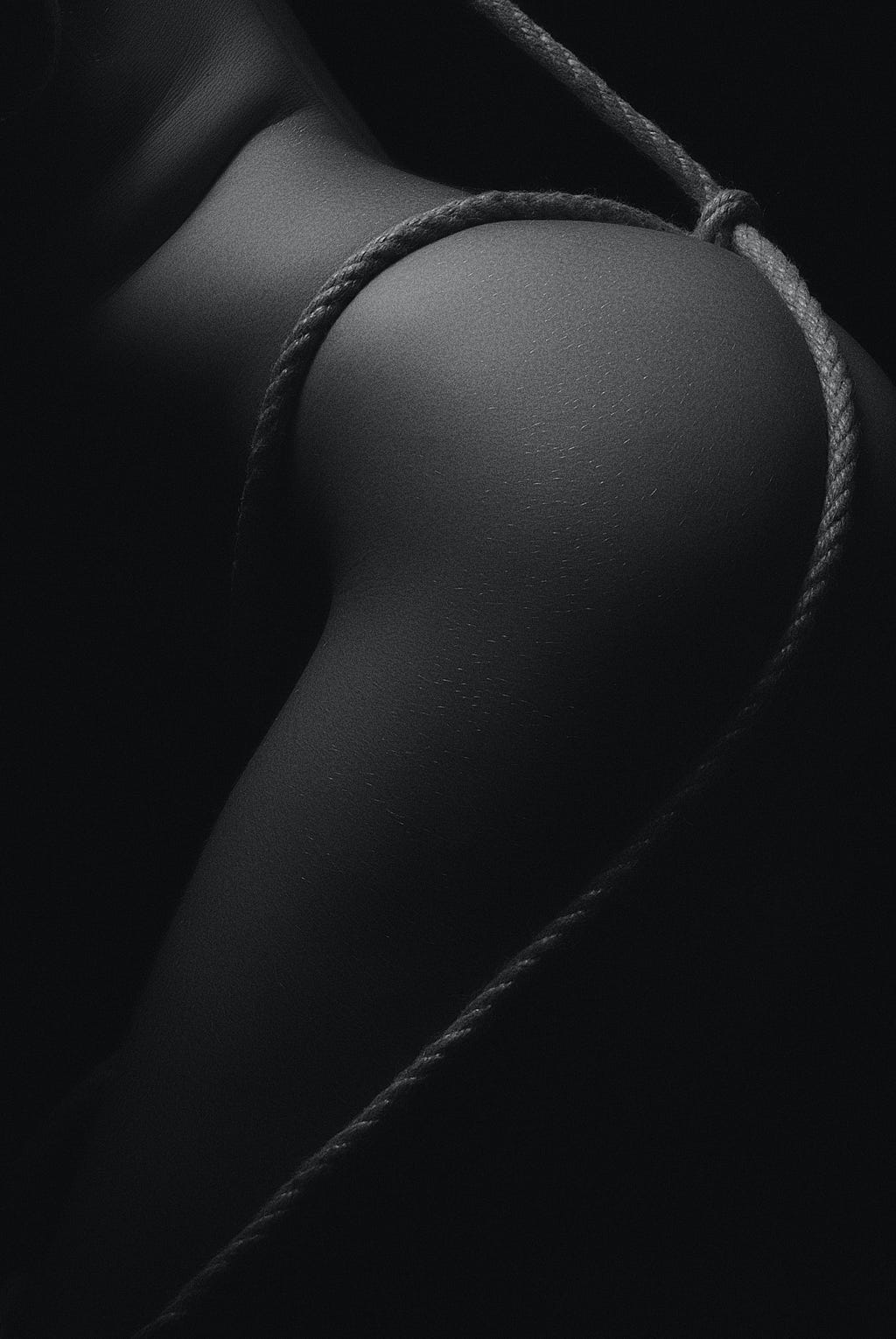 A female bottom with a rope around it