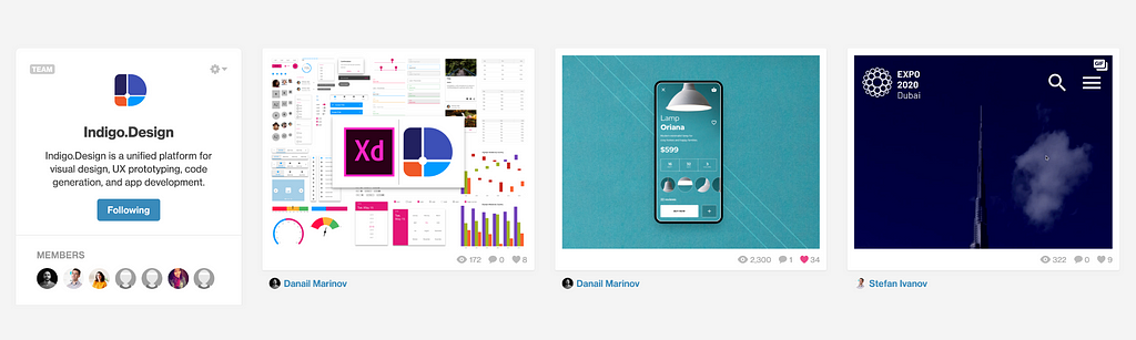 The most recent design shots from the dribbble profile of indigo.design