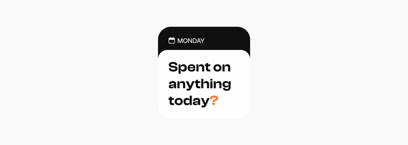 iOS widgets for financial tracking: (A) Daily spending prompt (‘Spent on anything today?’) (B) Debt repayment reminders and (C) Visual spending breakdown. Designed to build consistent money-tracking habits through persistent, ambient visibility.