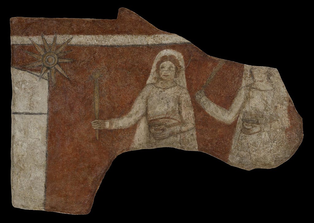 Ancient Christian art from Dura-Europos showing the Myrrh-bearing Women.