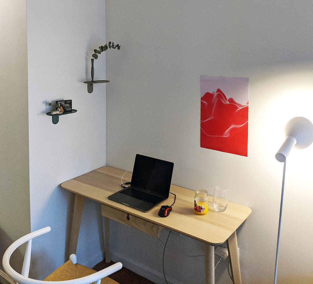 Home office with desk and laptop