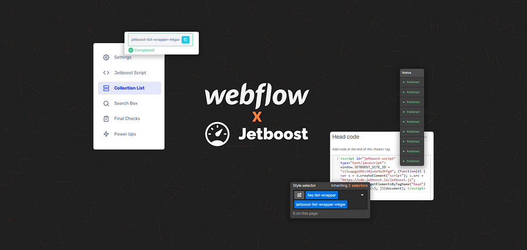 Cover Image — Shots of jetboost and webflow