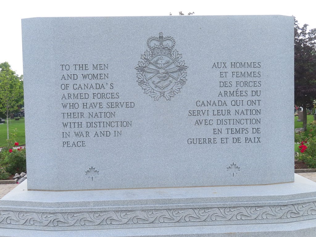 To the Men and Women of the Canadian Forces at the National Military Cemetery Ottawa