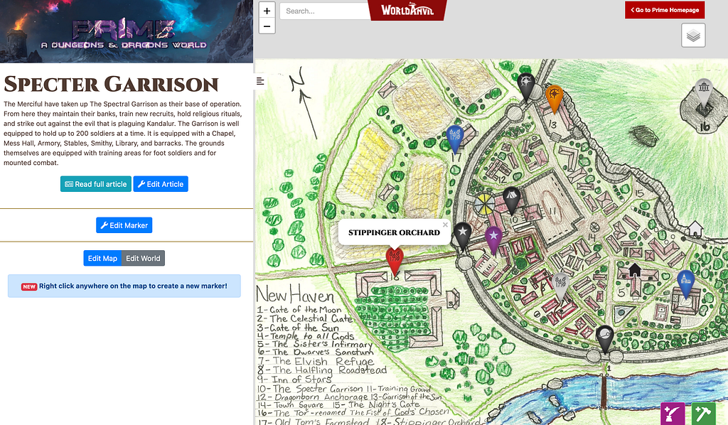 A look at the map feature with the article preview next to the map image.