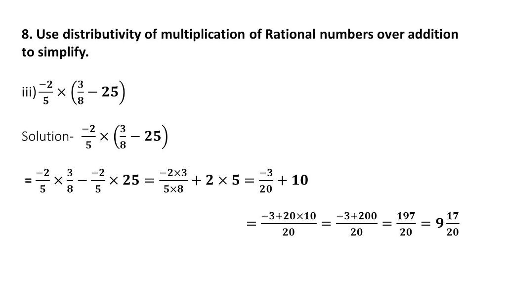 distributivity property of multiplication of rational numbers question and answers