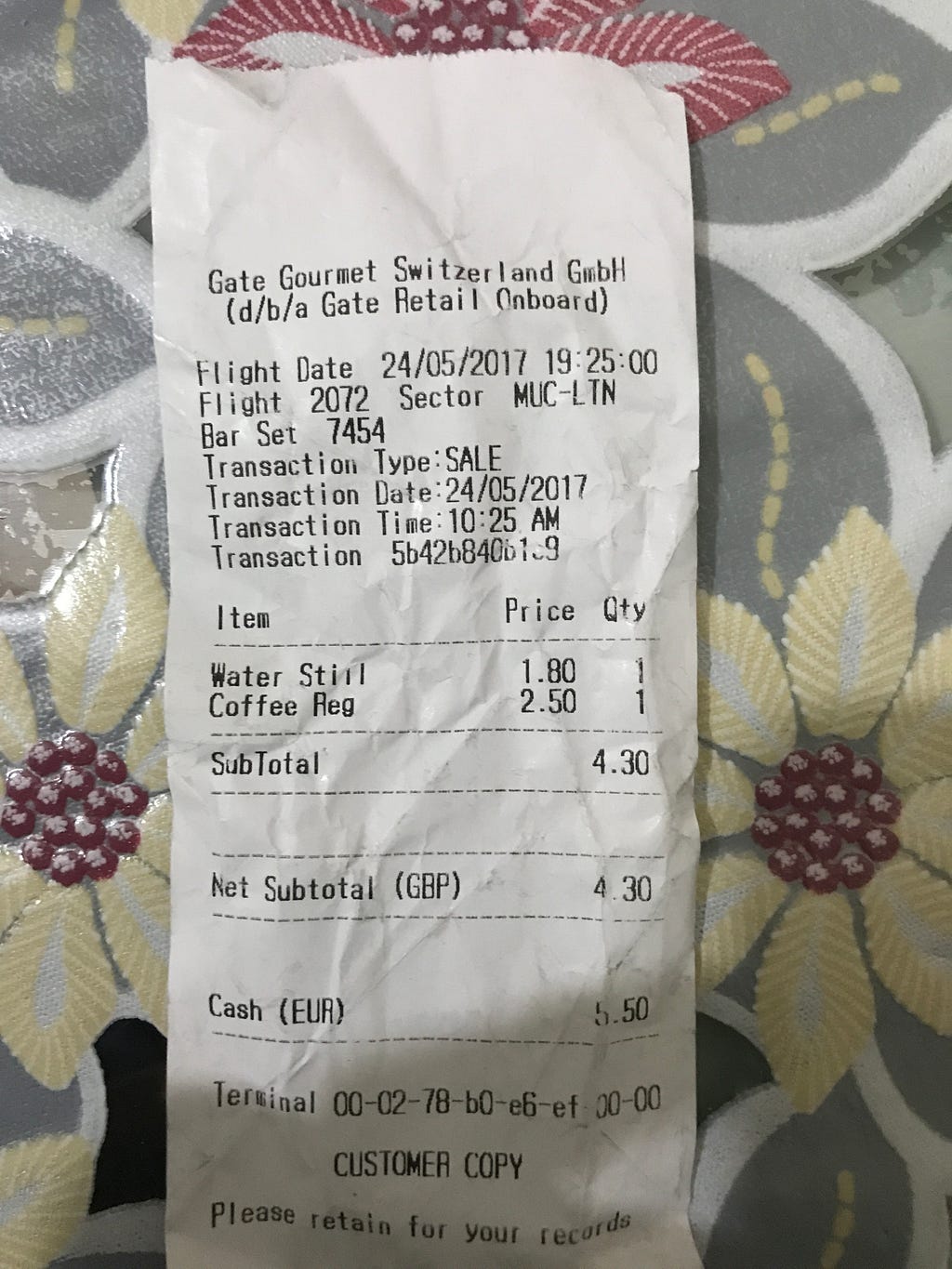 Input image for detecting and analyzing text in image. This is a receipt from a shop in switzerland