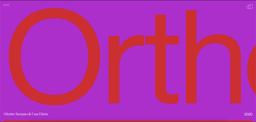 A highly saturated purple webpage with Orth written in huge font