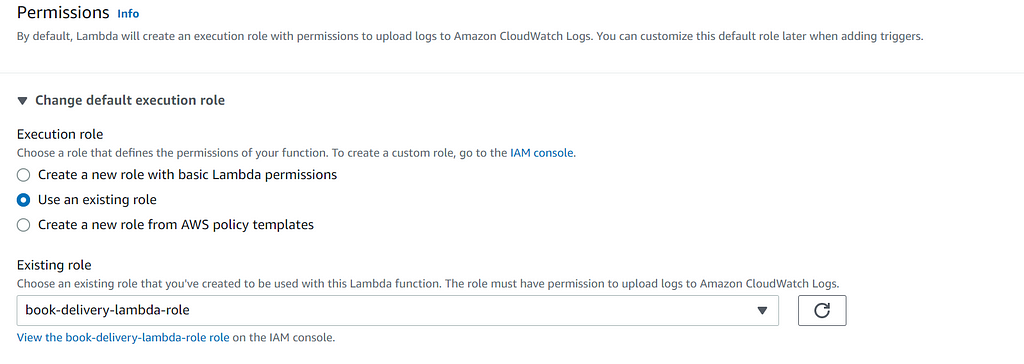 Enter lambda permissions