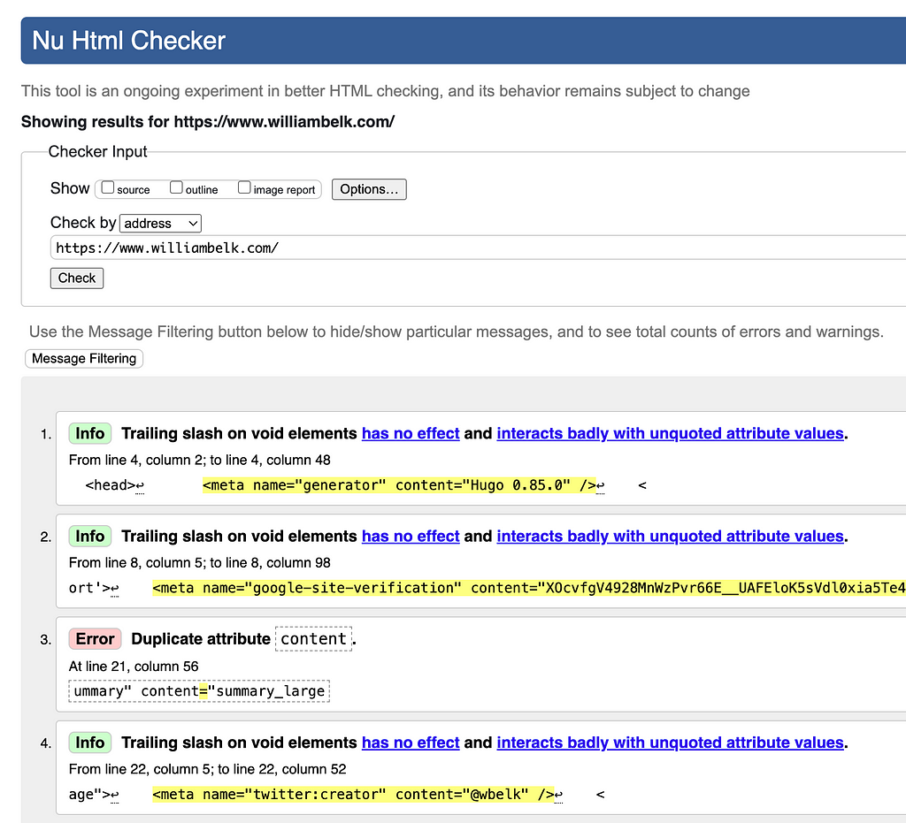 W3C Validator for https://www.williambelk.com