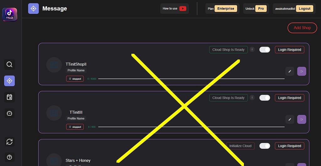 TTinit Man Dashboard Page