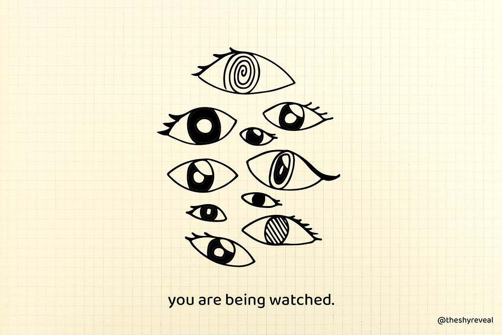 Many eyes looking. “You are being watched”.