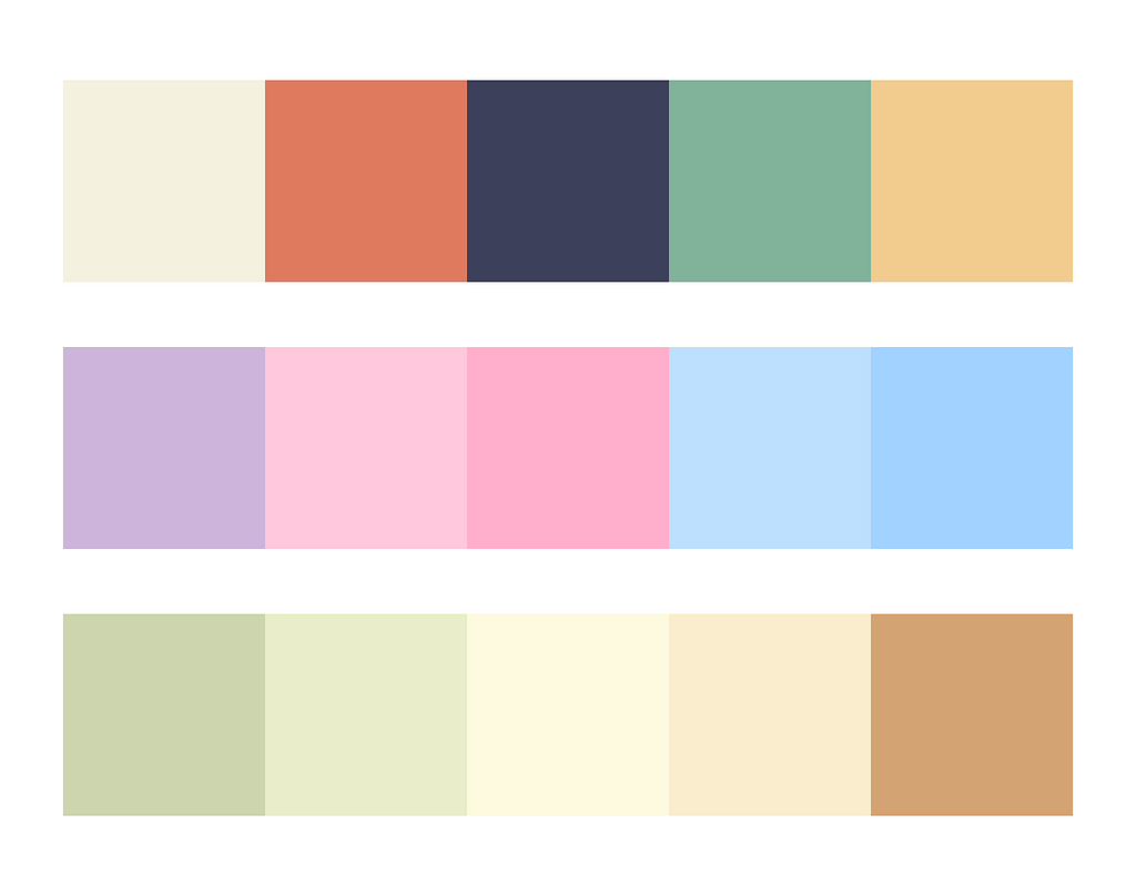 Color palettes generated using Coolors plugin