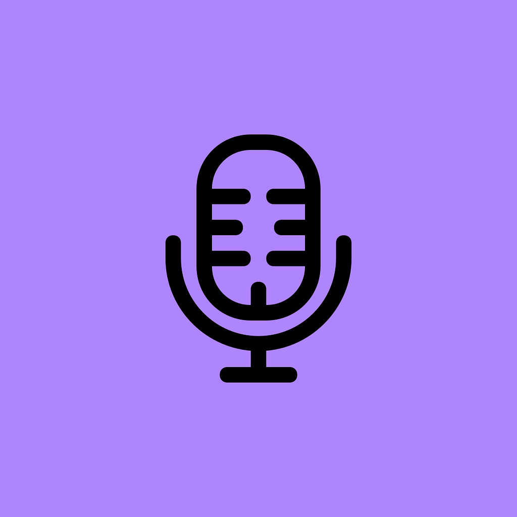 An illustration of a microphone against a purple background.