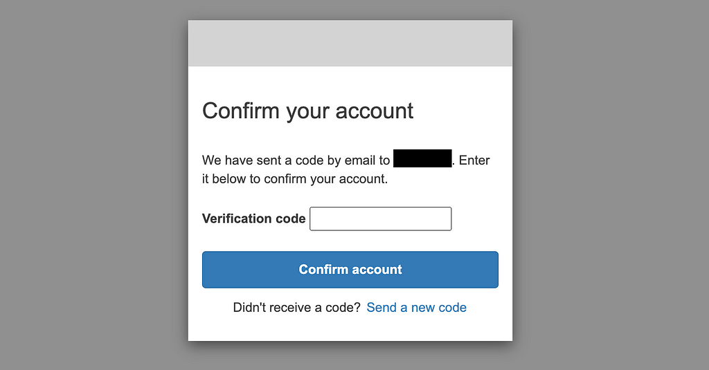 AWS Cognito Verification Code UI