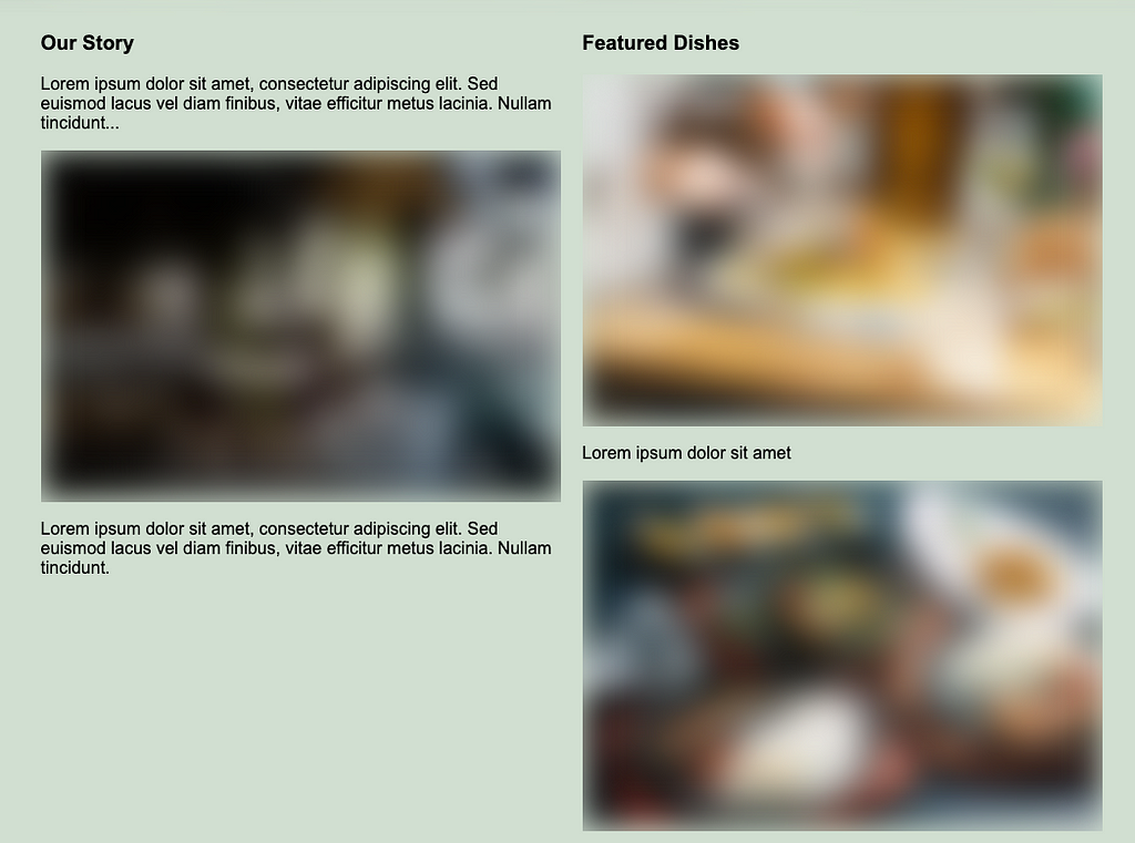 Image showing three blurred placeholder images on a page.