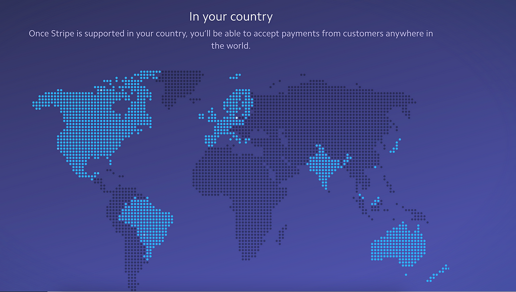 Map of world showing countries where Stripe is available
