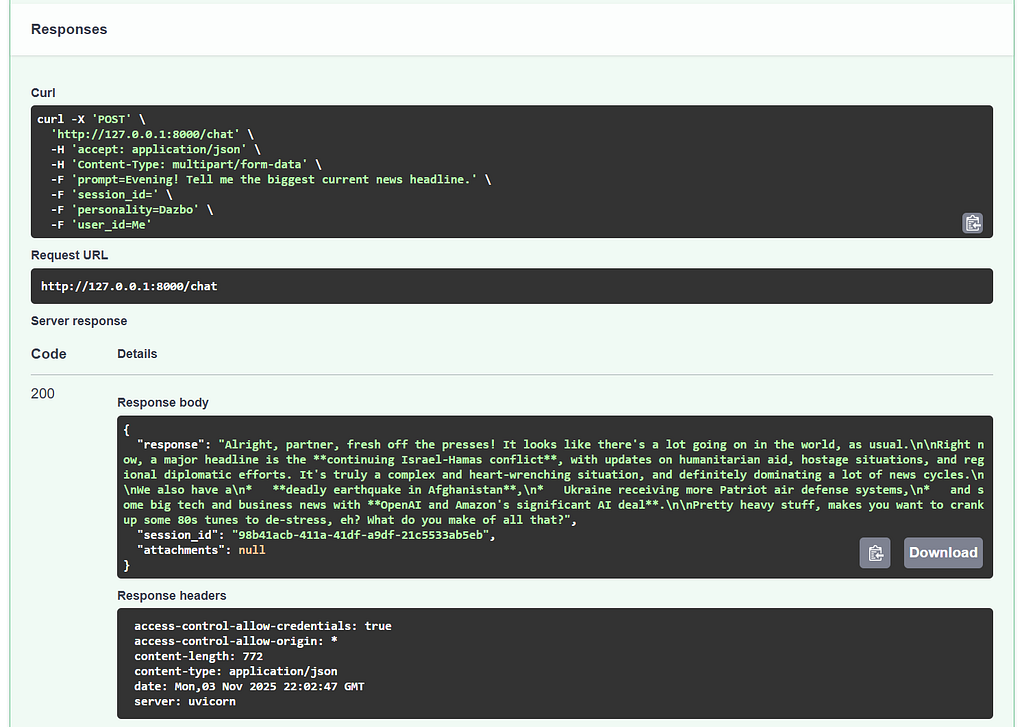 Rickbot API response