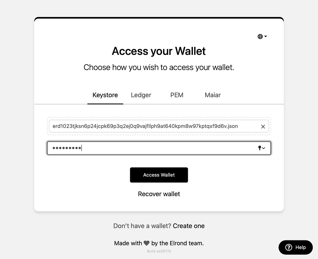 Elrond Network — Access your Wallet