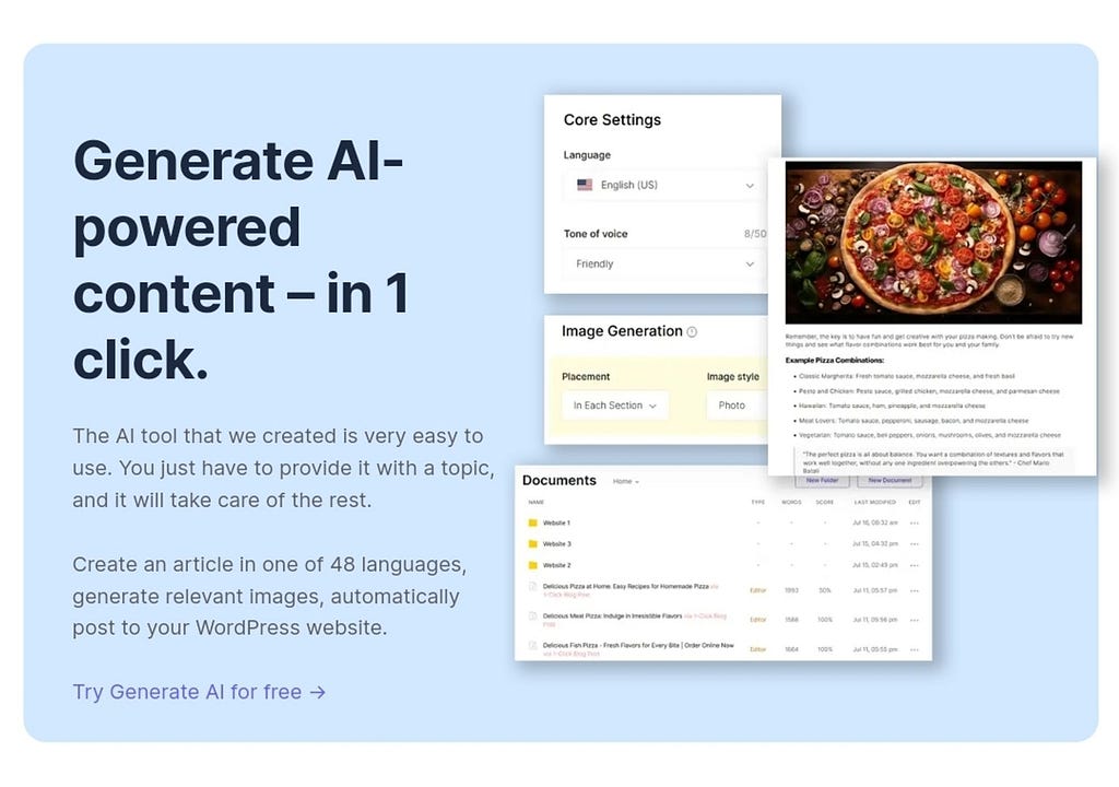 generate AI — Powered content