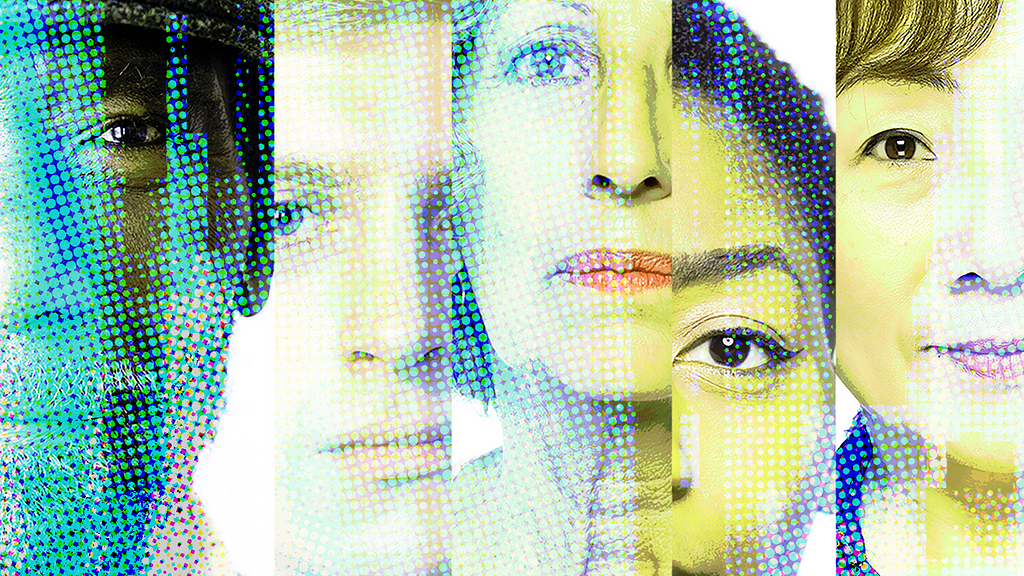 Pixelated images of diverse faces. Design by Dori Gordon Walker/RAND Corporation; images by JohnnyGreig, brusinski, alvarez, shisheng ling, and Vectorpower/Getty Images