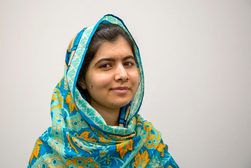 Malala dressed beautifully in colorful attire
