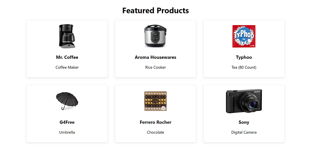 Featured Products page