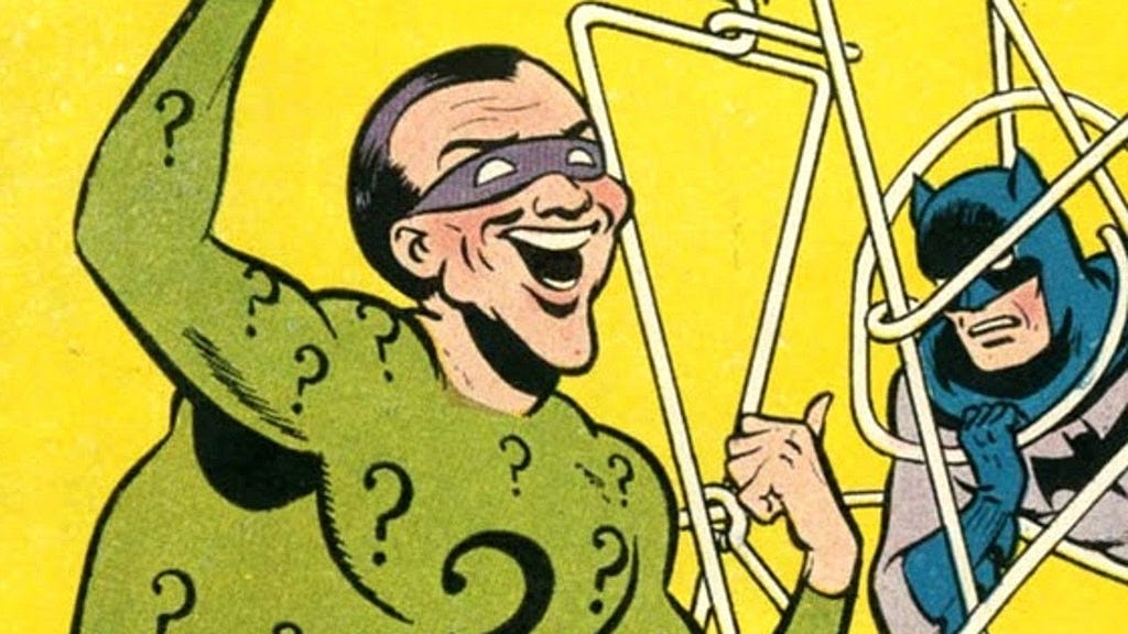 The Riddler Traps Batman in a puzzling knot of wire.