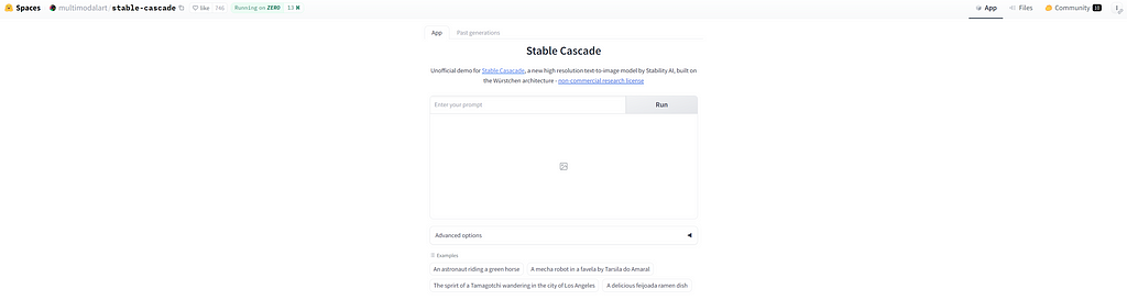 Screenshot of Stable Cascade’s prompt window.