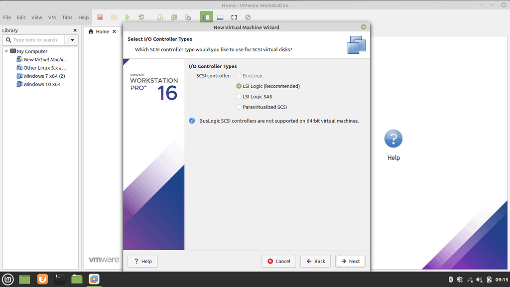 Select the I/O Controller Type