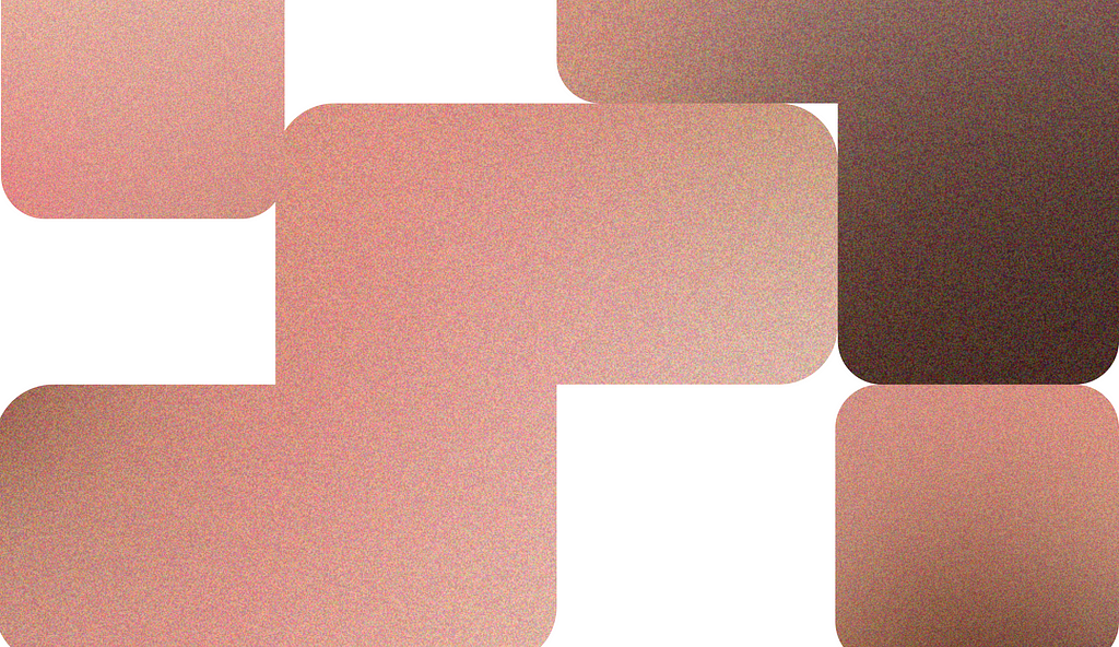 Abstract Tetris-like shapes with brown-pink gradient moving towards each other.