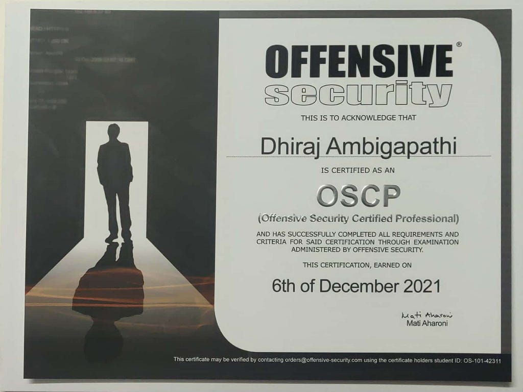 OSCP certificate