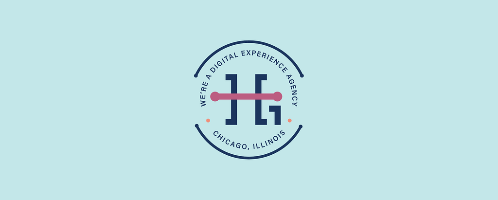 Highland’s ‘Hi’ logo with Hi in the center, surrounded by rounded text reading “We’re a digital experience agency” “Chicago”