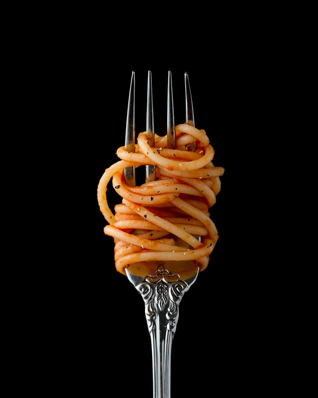 A fork wrapped with spaghetti