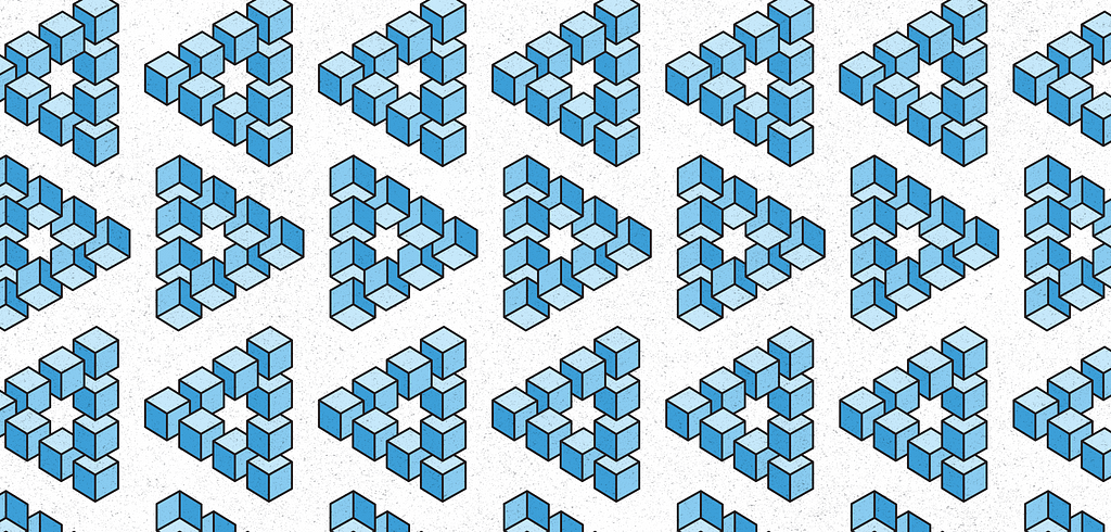 Geometric illustration of optical illusions using boxes.