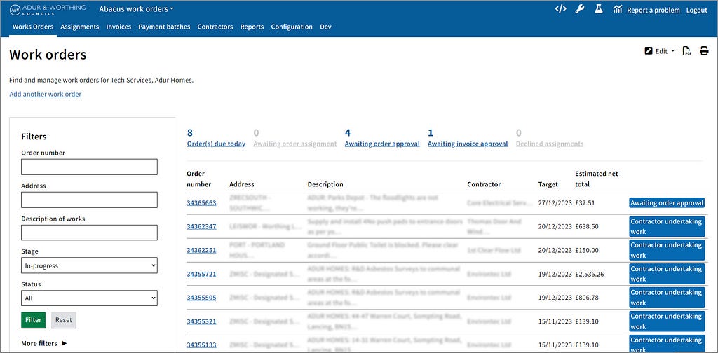 Work order management system for our Technical Services team