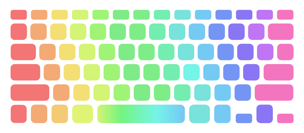 An illustration of a colourful keyboard layout