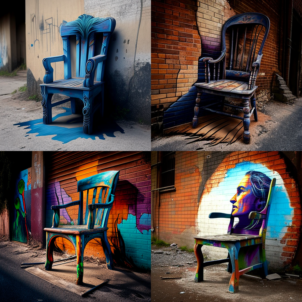 chairs, street art