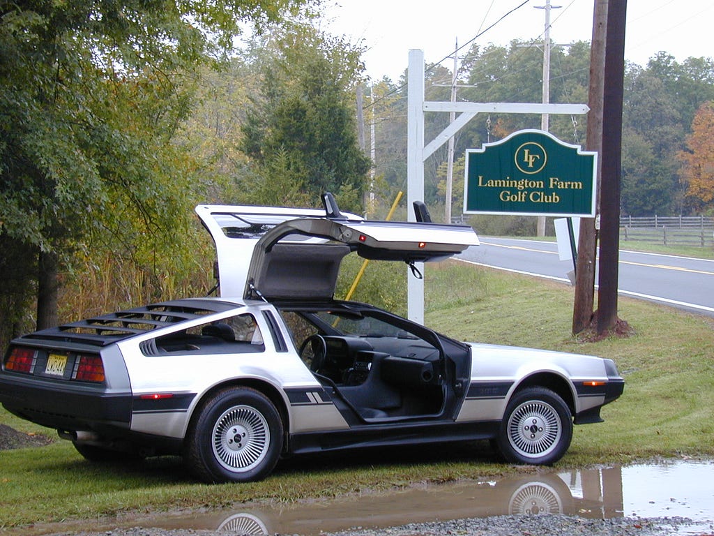 Legend Twin Turbo DeLorean in front of Bedminster estate